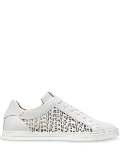 Shop Fendi Mesh Panel Low-top Sneakers In White