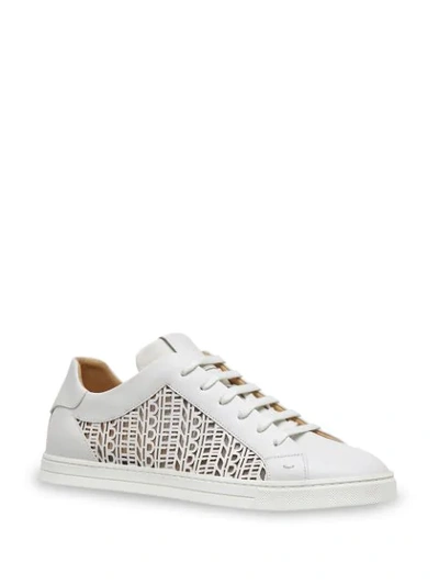 Shop Fendi Mesh Panel Low-top Sneakers In White