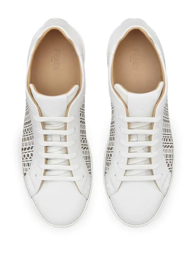 Shop Fendi Mesh Panel Low-top Sneakers In White