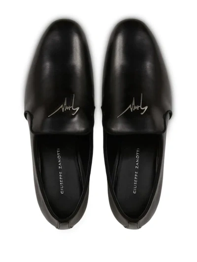 Shop Giuseppe Zanotti Logo-plaque Leather Loafers In Black