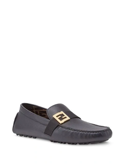 Shop Fendi Ff Detailed Loafers In Black