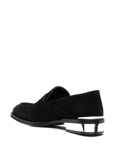 Shop Alexander Mcqueen Metallic Heel Loafers In Black