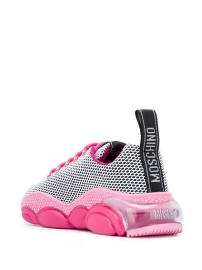 Shop Moschino Logo Strap Lace-up Sneakers In Pink