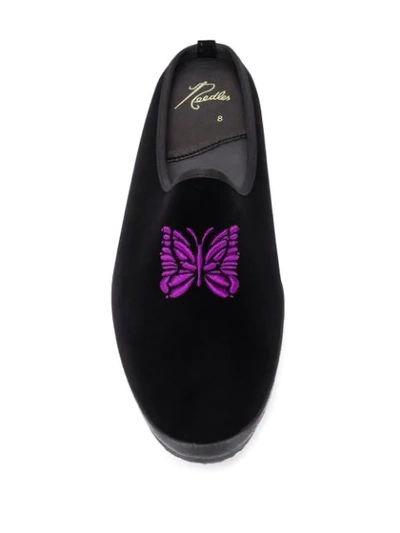 Shop Needles Butterfly Embroidered Mules In Black