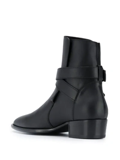 Shop Amiri Double Buckle Ankle Boots In Black