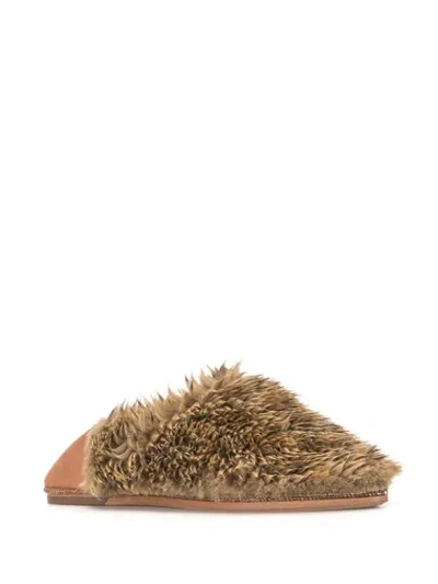 Shop Doublet Faux Fur Slippers In Brown
