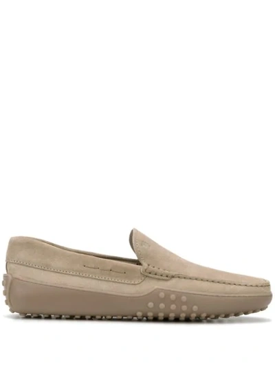 Shop Tod's Gommino Suede Loafers In Neutrals