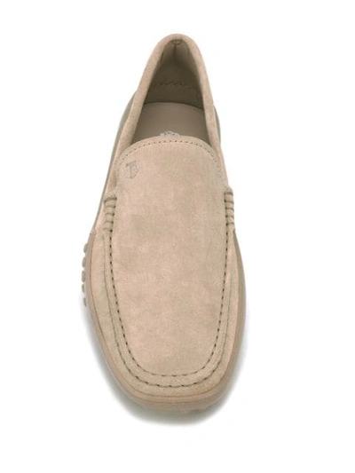 Shop Tod's Gommino Suede Loafers In Neutrals