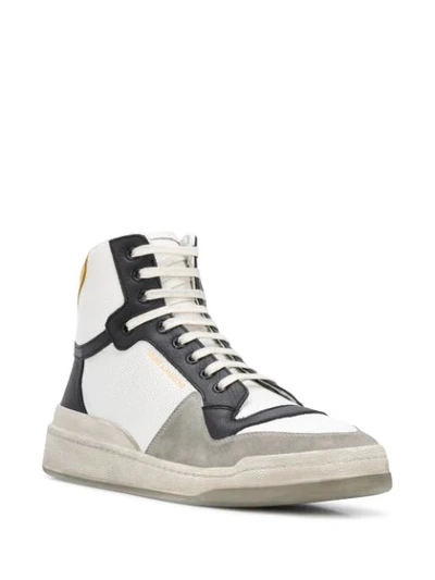 Shop Saint Laurent Panelled High-top Sneakers In White