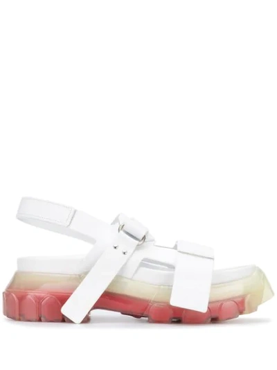 Shop Rick Owens Two-tone Sole Touch-strap Sandals In White