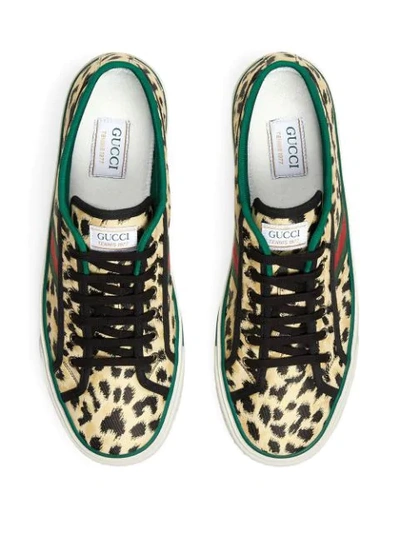 Shop Gucci Tennis 1977 Leopard-print Sneakers In Neutrals