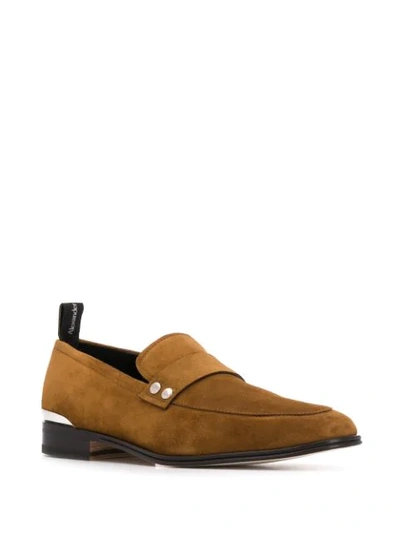 Shop Alexander Mcqueen Metal-insert Suede Loafers In Brown