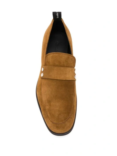 Shop Alexander Mcqueen Metal-insert Suede Loafers In Brown