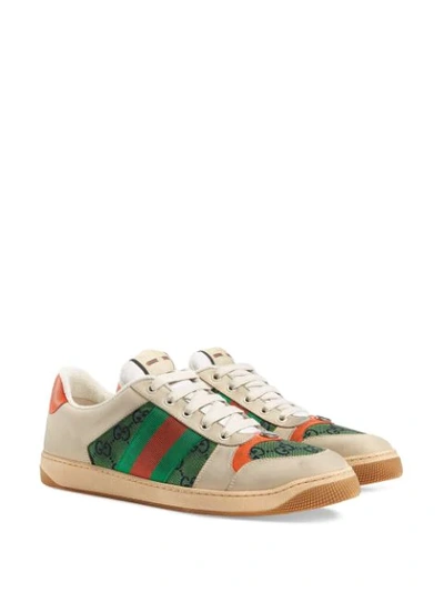 Shop Gucci Screener Leather Sneakers In White