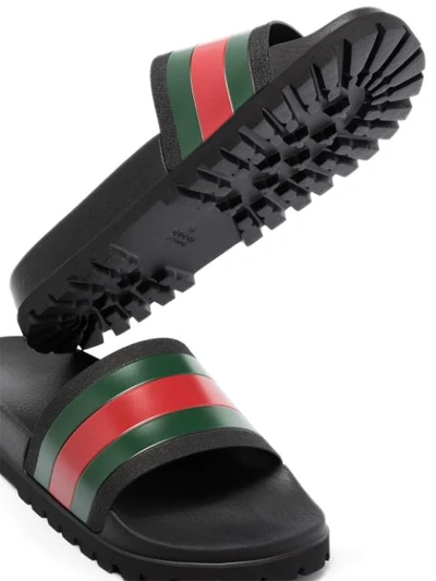 Shop Gucci Web-stripe Pool Slides In Black