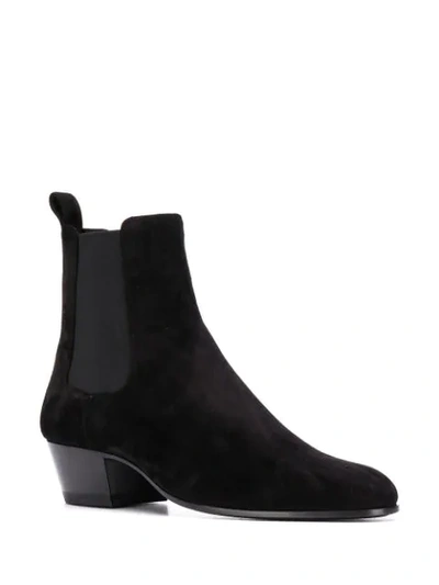 Shop Saint Laurent Slim Suede Boots In Black
