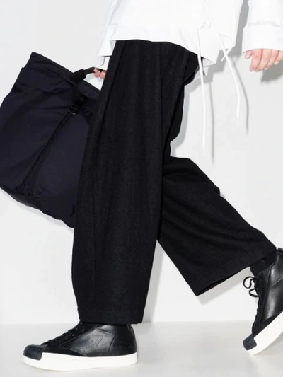 Shop Yohji Yamamoto Suede Panel Lace-up Sneakers In Black
