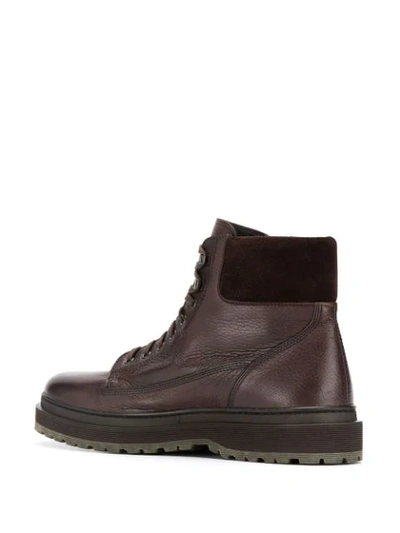 Shop Henderson Baracco Textured Lace Up Ankle Boots In Brown