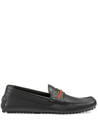 Shop Gucci Interlocking G Web Driving Loafers In Black