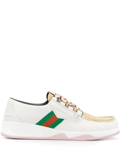 Shop Gucci Hybrid Lace-up Shoes In White
