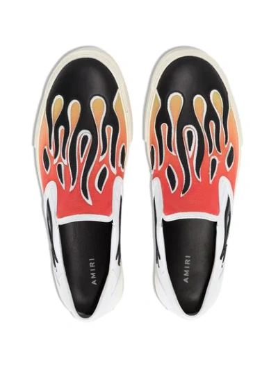 Shop Amiri Flame Appliqué Low-top Sneakers In Orange