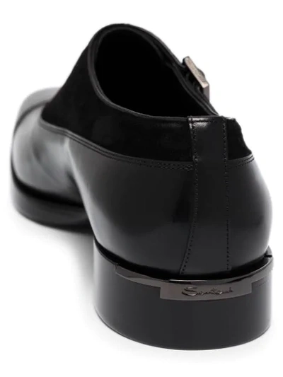 Shop Santoni Buckle-strap Leather Monk Shoes In Black