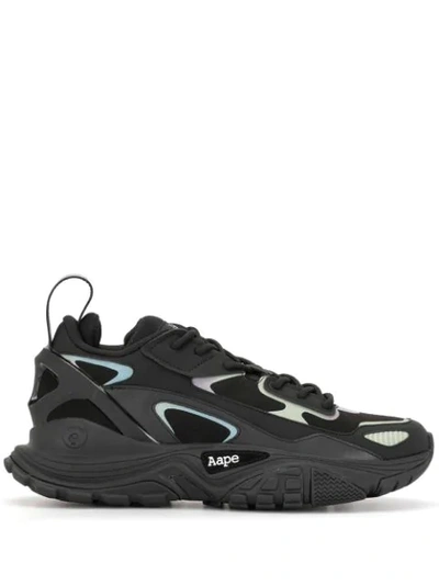 Shop Aape By A Bathing Ape Chunky Panelled Sneakers In Black