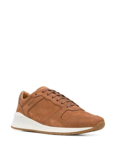 Shop Hugo Boss Element Run Low-top Sneakers In Brown