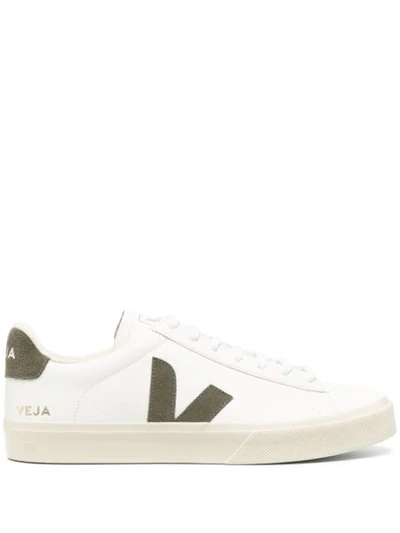 Veja White And Khaki Leather Campo Trainers | ModeSens
