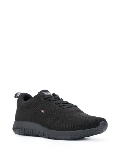 Tommy Hilfiger Ribbed Texture Sneakers In Black