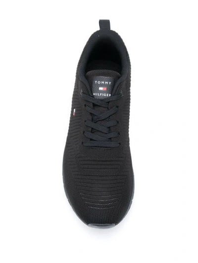 Tommy Hilfiger Ribbed Texture Sneakers In Black