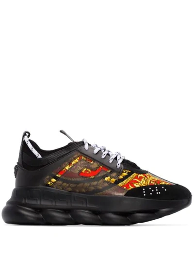 Shop Versace Chain Reaction Baroque Print Sneakers In Black