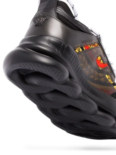 Shop Versace Chain Reaction Baroque Print Sneakers In Black