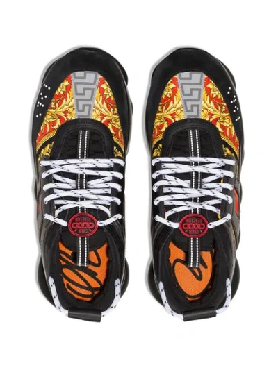 Shop Versace Chain Reaction Baroque Print Sneakers In Black