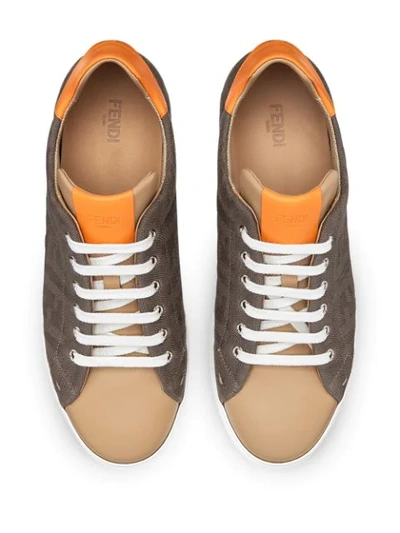 Shop Fendi Ff Monogram Sneakers In Neutrals ,brown