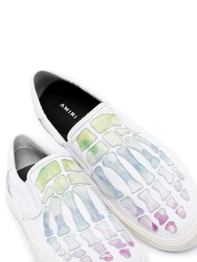 WHITE WATERCOLOUR SKEL TOE SLIP-ON SNEAKERS