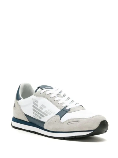 Shop Emporio Armani Side Logo Sneakers In Grey