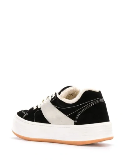 Shop Palm Angels Logo-print Low-top Sneakers In Black ,white