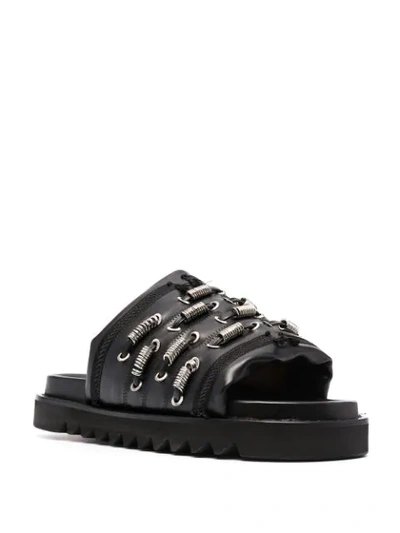 Shop Toga Virilis Eyelet-embellished Leather Sandals In Black