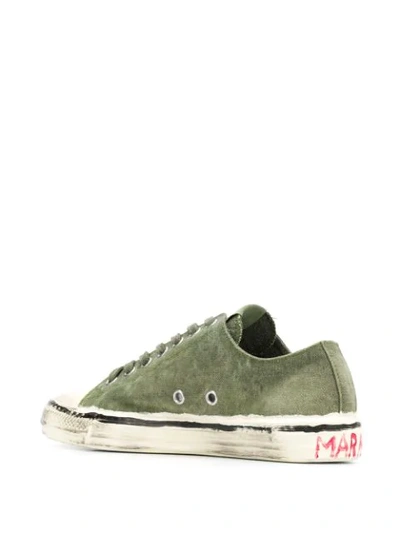 Shop Marni Painted Canvas Sneakers In Green