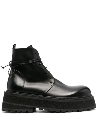 Shop Marsèll Chunky Lace-up Leather Boots In Black