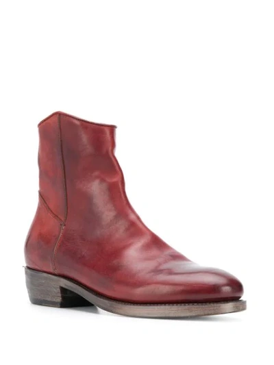 Shop Ajmone Zipped Ankle Length Boots In Red