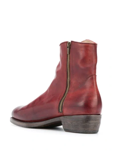 Shop Ajmone Zipped Ankle Length Boots In Red