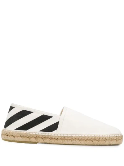 Shop Off-white Diagonal Stripes Espadrilles In White