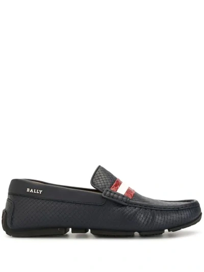 Shop Bally Scale-effect Loafers In Blue
