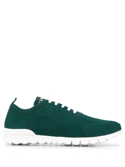 Shop Kiton Knitted Lace-up Sneakers In Green