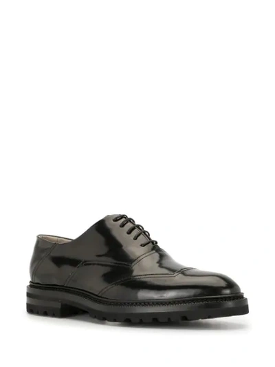 Shop Kiton Calf Leather Lace-up Shoes In Black