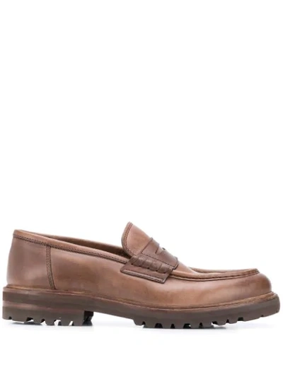 Shop Brunello Cucinelli Penny Loafers In Brown