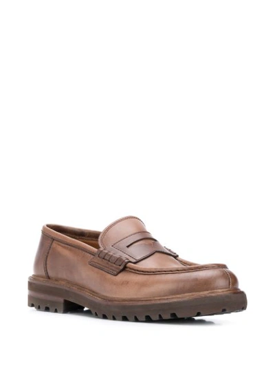 Shop Brunello Cucinelli Penny Loafers In Brown