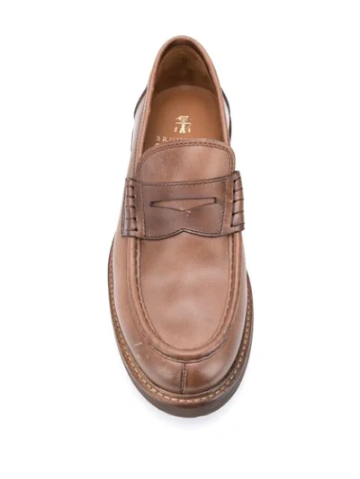 Shop Brunello Cucinelli Penny Loafers In Brown